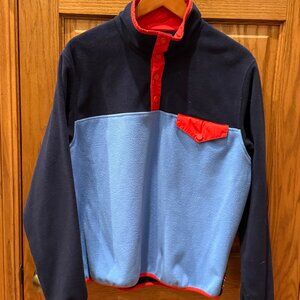 Tory Burch Tory Sport blue colorblock T-snap fleece pullover in Blue/red
